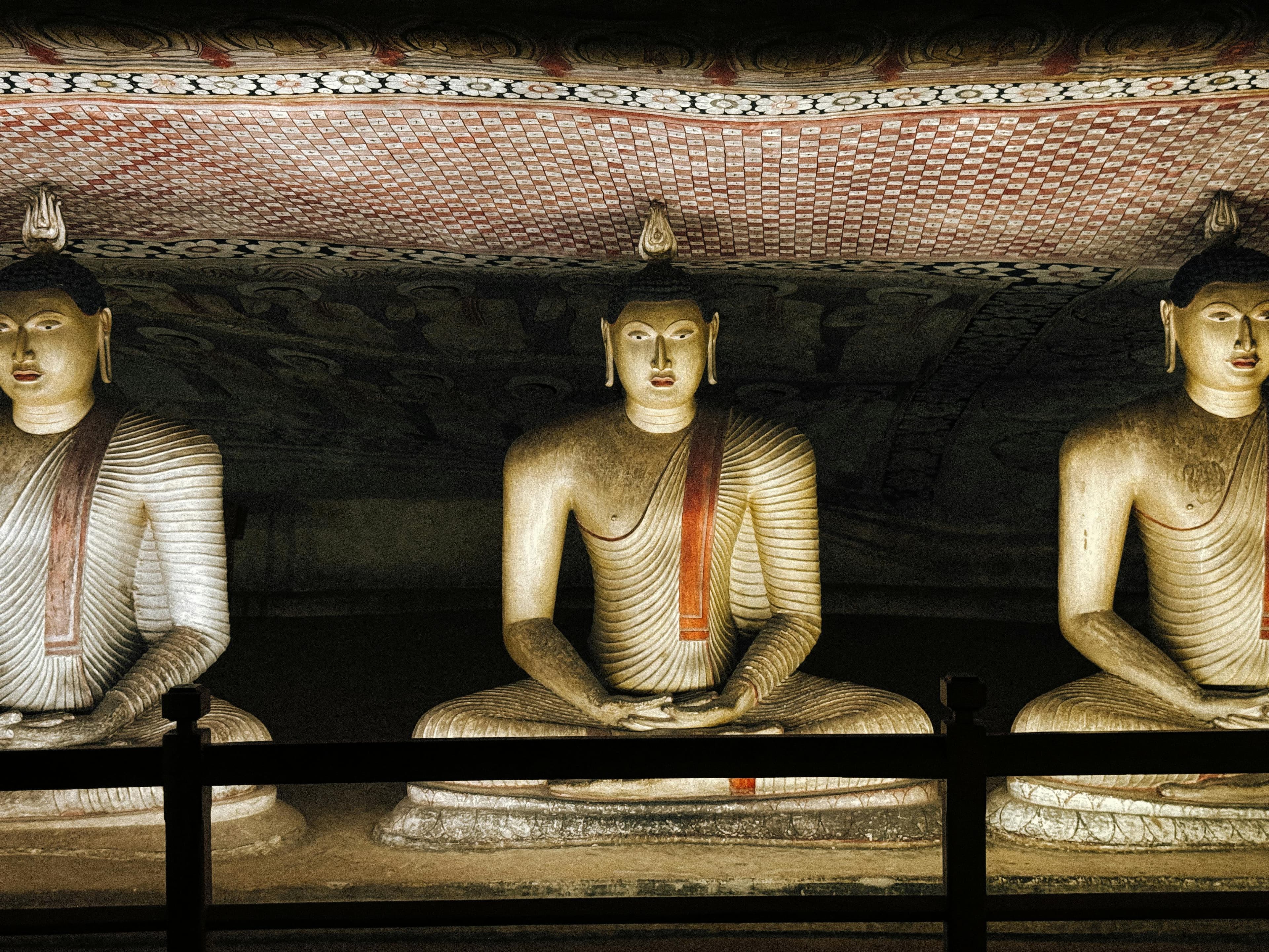 Sigiriya frescoes painted on a rock face